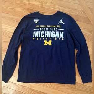 Nike Athletic Cut Navy Blue Michigan Orange Bowl T Shirt Size Large